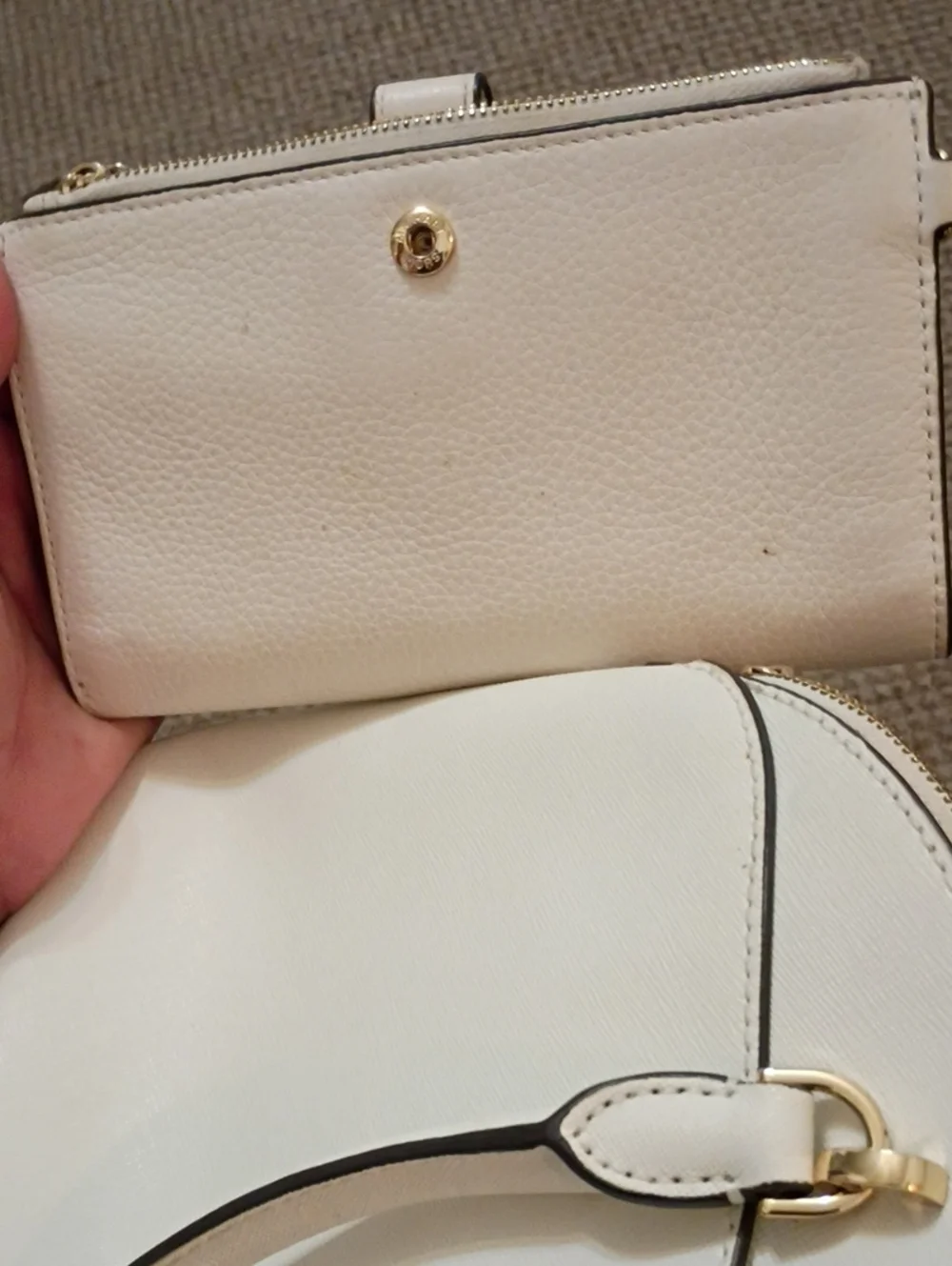 Michael Kors Cream Dome Satchel with Gold Hardware